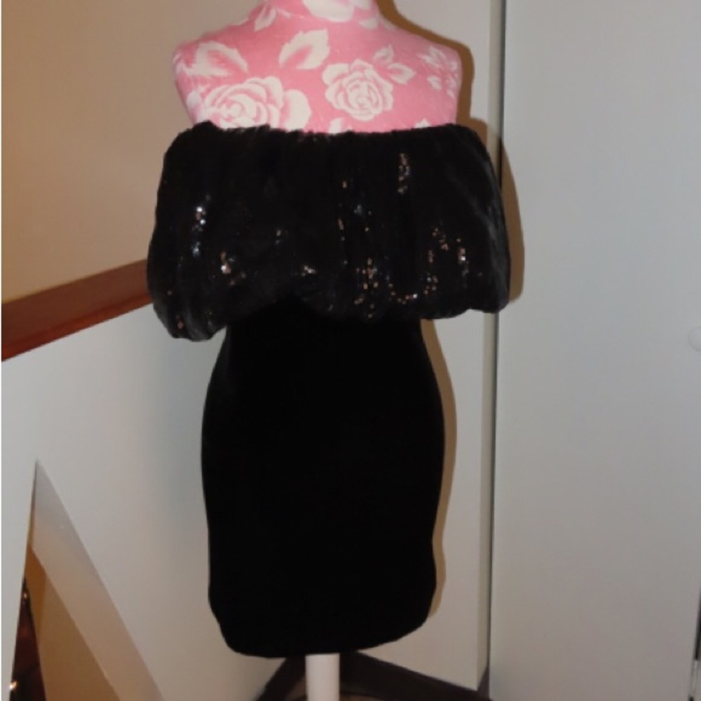 Zara Black Sequin Trim Evening Top